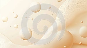 Abstract composition features soft beige bubbles and organic shapes, creating a calming visual effect