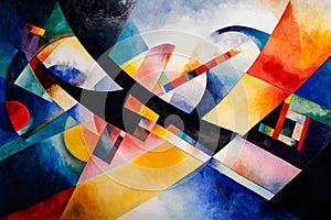 Abstract art composition with different shapes and lines