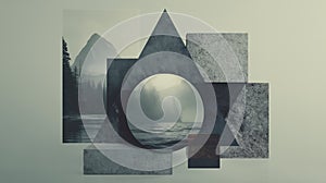 Abstract composition featuring geometric shapes