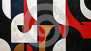 Abstract Geometric Red, Black, and White Canvas Art