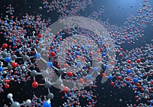 Abstract composition featuring interconnected molecules on a