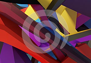Abstract composition featuring interlocking, angular shapes