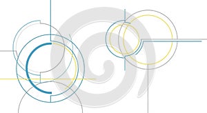 Abstract composition featuring intersecting geometric shapes