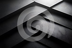 Abstract Black Geometric Background Overlapping Textured Layers Design