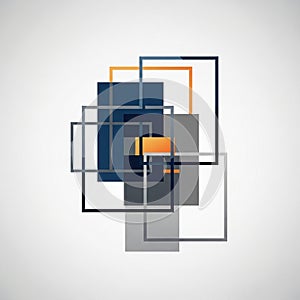 An abstract composition featuring overlapping geometric shapes, primarily rectangles