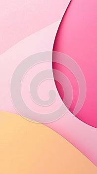 Abstract composition featuring overlapping paper layers in pink and yellow hues. Smooth curves and vibrant colors create a