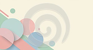 Abstract composition featuring overlapping pastel circles and rectangles in soft