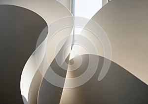 Abstract composition featuring three large, curving