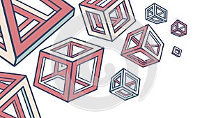 An abstract composition with floating isometric 3D geometric shapes. vector design Generative AI