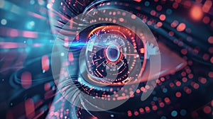 An abstract composition of a futuristic digital eye interface