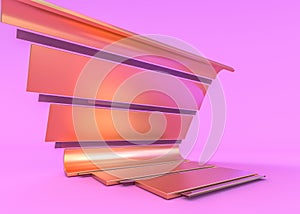 Abstract composition. Futuristic pink interior. 3D illustration