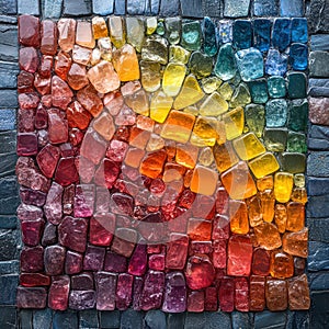 Abstract composition of gemstones forming a rainbow.