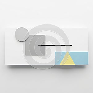 Abstract composition with geometric shapes on