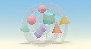 Abstract Composition of Interconnected 3D Geometric Shapes