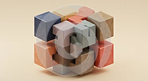 Colorful Interlocking 3D Puzzle Cube