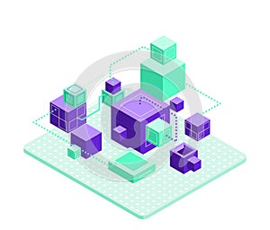 Abstract composition with isometric cubes