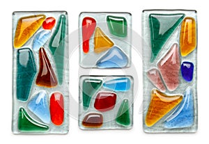 Abstract composition made of colored glass by fusing technology