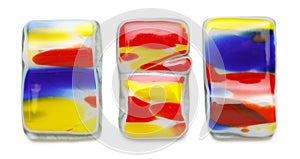 Abstract composition made of colored glass by fusing technology