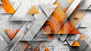 Abstract composition of orange and grey triangles