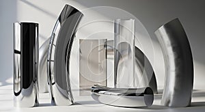 Abstract Composition with Reflective Chrome and Glass Forms