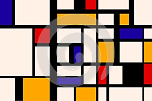 Abstract composition, retro painting in Piet Mondrian style