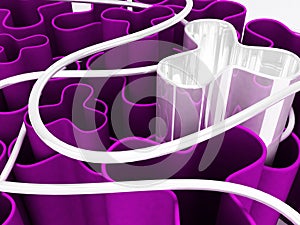 Abstract composition with several bulking objects