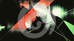 Abstract composition with sharp angles and contrasting colors creating a dynamic visual effect
