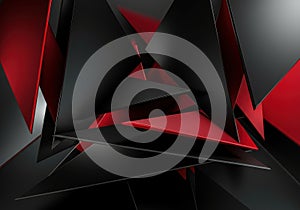Abstract composition of sharp black and red triangular shapes