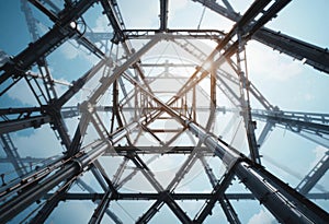 Abstract Composition of Steel and Light, Representing a Building s Framework