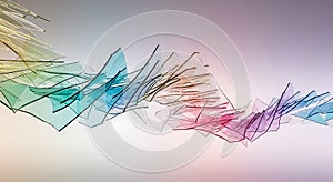 Abstract composition with translucent, overlapping triangular shapes creating a