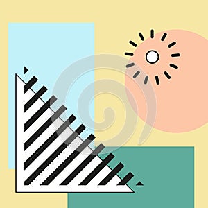 Abstract composition. Various geometric forms, triangle, rectangle and circle, Minimal simple background, simple