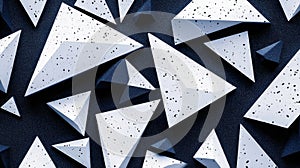 White and Dark Geometric Triangles Arranged on Dark Background Creating Pattern
