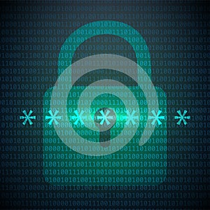 Abstract computer background with binary code and lock