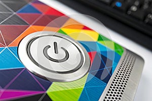 Abstract computer background with power button