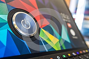 Abstract computer background with power button