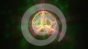 Abstract computer brain processing information with the help of neuroimpulses.