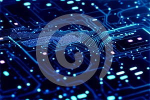 Abstract computer chip images, big data, and technological concepts