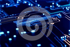 Abstract computer chip images, big data, and technological concepts