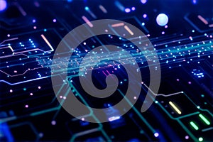 Abstract computer chip images, big data, and technological concepts