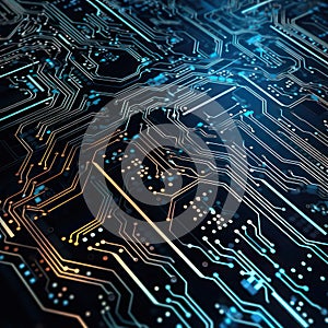 Abstract computer circuit board wallpaper background created with Generative AI