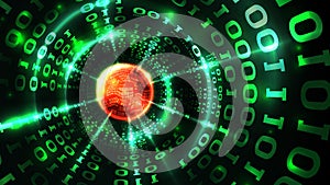Abstract computer data background matrix binary code, data stream, abstract firewall. Hacking computer system, database, internet