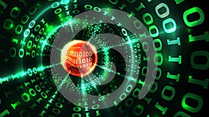 Abstract computer data background matrix binary code, data stream, abstract firewall. Hacking computer system, database, virus