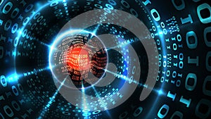 Abstract computer data background programming binary code, data stream, abstract firewall. Hacking computer system, database