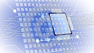 Abstract computer microprocessor circuit board background.
