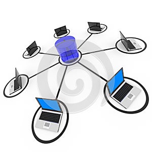 Abstract computer network and database.