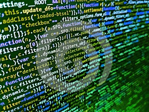 Abstract computer script about big data and blockchain database. Python programming developer code. Data bits computer bits,