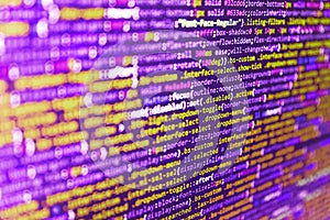Abstract computer script  code. Concept screen of experienced web developer. Programming Coding with editor colorful themes.