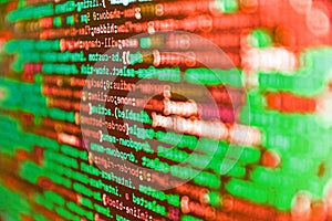 Abstract computer script  code. Developing programming binary code. Developer software programming code. Programming Javascript on