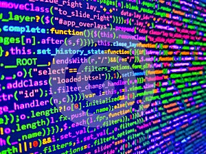 Abstract computer script  code. Programming code abstract screen of software developer. Data encryption security code on a