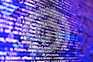 Abstract computer script  code. Abstract technological background with digits and lines. Modern web network and internet